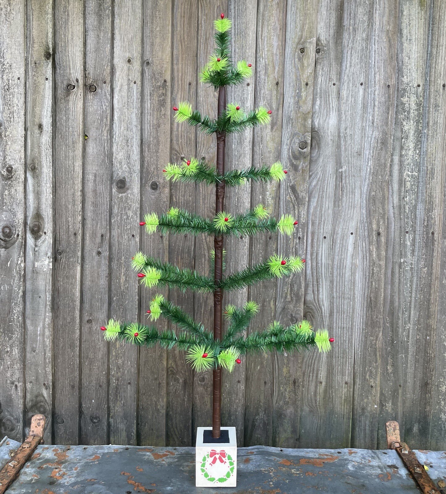 Green Goose Feather Christmas Tree 37 Inches Tall Vintage / Antique eBay