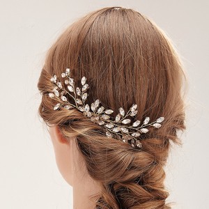 European Gold Crystal Brides Hair Combs Long Headbands Wedding