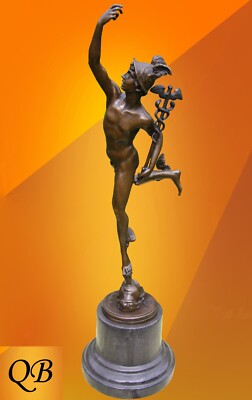ART DECO BRONZE MERKUR FIGUR SKULPTUR STATUE HERMES GRIECHISCHE MYTHOLOGIE FIGUR