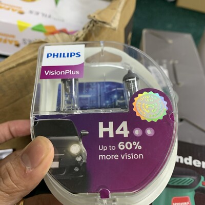PHILIPS H4 VisionPlus Car Headlight Bulb 12V 60/55W P43t-38 12342VPS2 Twin