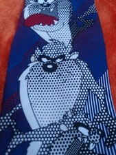 Looney Tunes Tasmanian Devil Tie Red White Blue and Black Made in USA