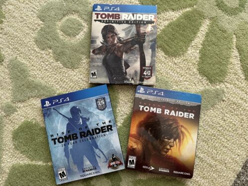 PS4 Tomb Raider Definitive Edition, Rise Of, Shadow Of Croft Steelbook - Afbeelding 1 van 3
