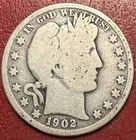 1902-O Barber Silver Half Dollar. Free Shipping