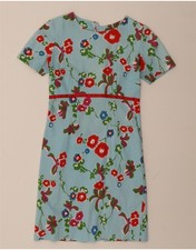 VINTAGE Womens Shift Dress UK 12 Medium Blue Floral AX15