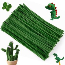 200 Pcs Green Pipe Cleaners 12" Chenille Stems Fuzzy Sticks for DIY Christmas Ar