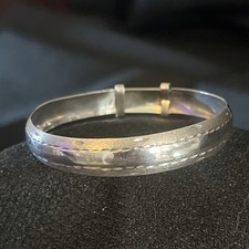 925 SilverMEX child&rsquo;s bracelet. Detail On Bracelet Is Frosted w/ Etched Border.
