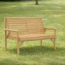 2 Seater Wooden Garden Bench Rustic Solid Fir Wood Patio Loveseat Deck Chair