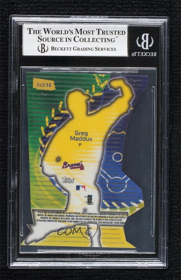 2000 Topps Stadium Club 3x3 Luminous Greg Maddux #3x3/1C BGS 8.5 HOF - Image 2 of 2