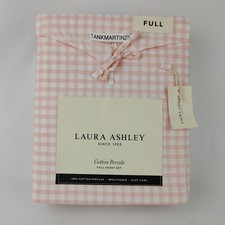 Laura Ashley Full Sheet Set Cotton Percale Gracies Gingham Pink Plaid Check