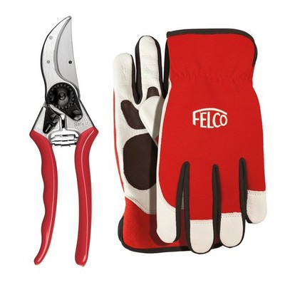Felco Modell 2 Gartenschere mit Leder Arbeitshandschuhen - Gartenschere Original Felco