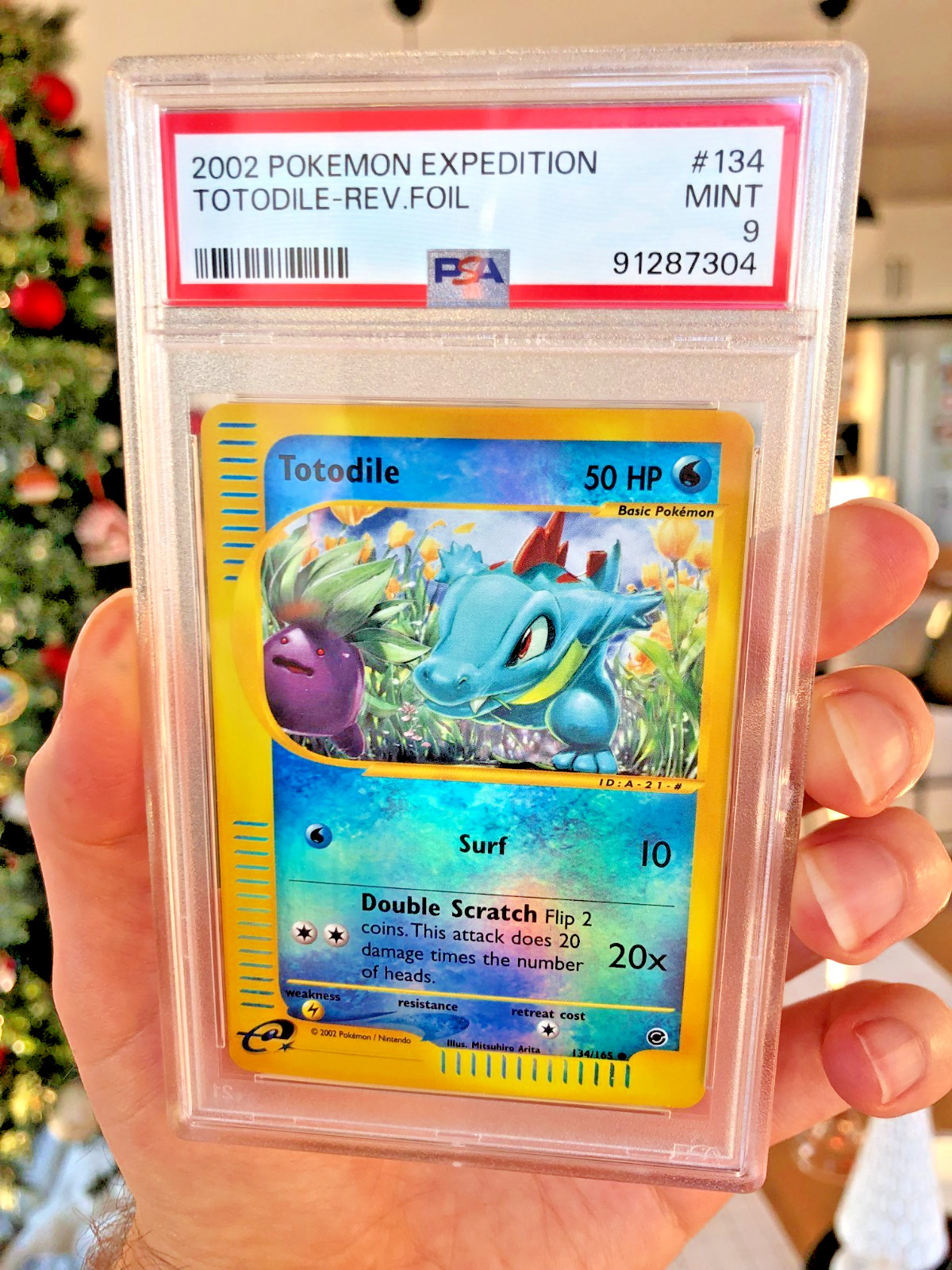 2002 Pokémon Expedition Totodile Reverse Holo #135 PSA 9 MINT