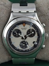 Bellissimo Orologio Uomo Swatch Irony Cronografo Quadrante Bianco "Data" Funzionante