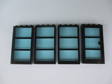 Lego 3 Fenster + Türe schwarz transparent blau 6160c03 30179c03 (010823A)
