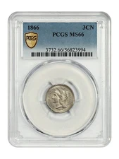 1866 3CN PCGS MS66 - Three Cent Nickel
