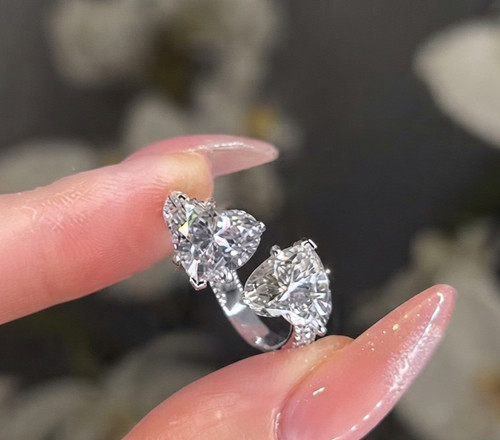 3 CT Heart Cut Ring Bypass Two Stone, Toi Et Moi Moissanite Ring For Women