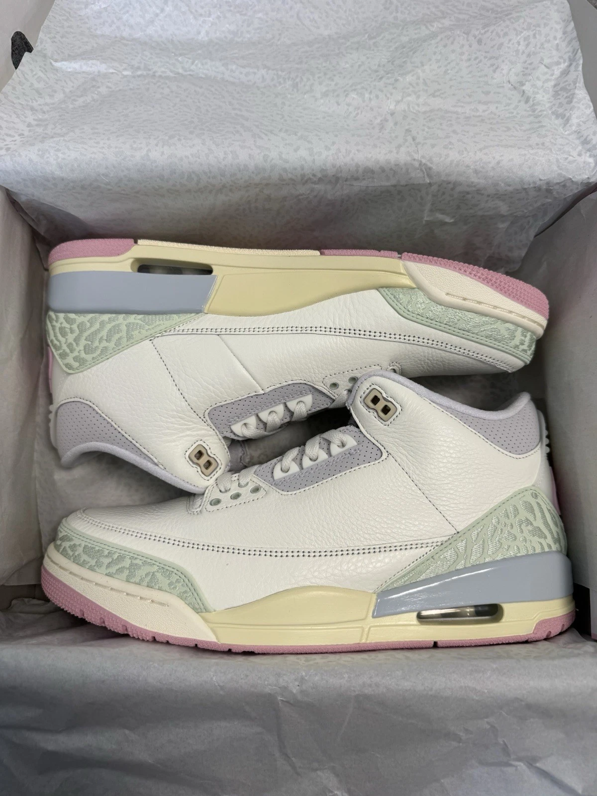 Size UK 10 - Nike Air Jordan 3 Retro White Sail Jade Aura Green Black - RRP £190