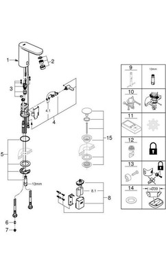 GROHE Infrarot-Elektronik EUROSMART CE Eurosmart CE 1/2Zoll m Mischung 6 V Ba...