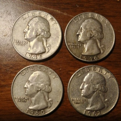 1946 - 1946 - 1960 D-1962D- very fine Washington quarters uncertified