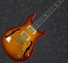Custom Sunburst Electric Guitar Rosewood Fingerboard Semi-Hollow Body