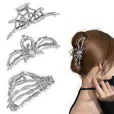 3Pack Halloween Hair Claw Clips Metal Black 1 Count Pack of 3 , Silver 3Pcs