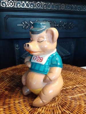 Vintage 30er Jahre Keramik handbemalt Sträfling Sparschwein