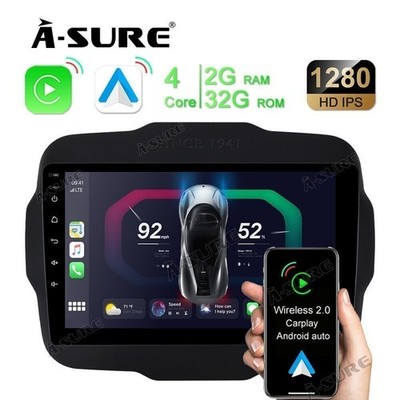 9'' 2+64GB Android 15 CarPlay Autoradio Für Jeep Renegade GPS Navi WIFI RDS DAB