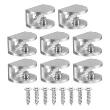 8 Pcs Adjustable Frameless Glass Shelf Bracket, Shower Glass Clamp Clip, Silver