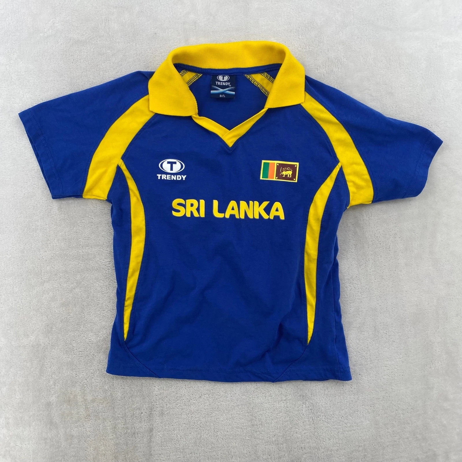 Kids Trendy Sri Lanka Cricket Polo Shirt Blue Yellow Boys Large/8