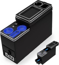 Universal Minivan Suv Center Console Organizer Dual Usb Led Storage Box Black Universal Minivan Suv Center Console Organizer Dual Usb Led Storage Box Black