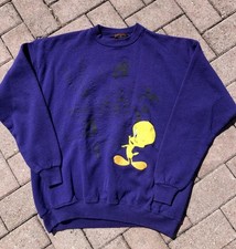VINTAGE LOONEY TUNES TWEETY BIRD 90s CREWNECK SWEATSHIRT XL DOUBLE SIDED PURPLE