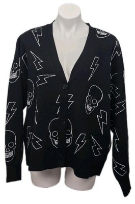 NWT Skulls & Lightning Bolts Black Witchy Alchemist Cardigan, 1X