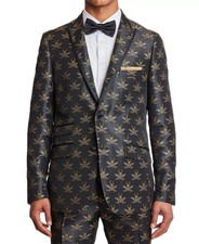 Paisley Gray Grosvenor Slim Fit Bee Print Tuxedo Jacket Men's 46R Black Bees