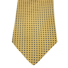 TOMMY HILFIGER Tie 100% Silk Gold Polka Dot Men's Necktie 58" x 4" MADE IN USA