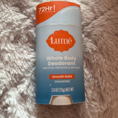 Lume UNSCENTED Whole Body Deodorant 2.6 oz Smooth Solid Stick *NEW*