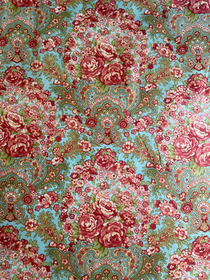 Natures Chorus Rose - Aqua Blue Pink by Moda fabrics 35104 14 ~By The Yard