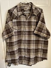 Ely Cattleman Shirt Size XXL Pearl Snap Wrinkle Resistant Brushpopper Brown Tan