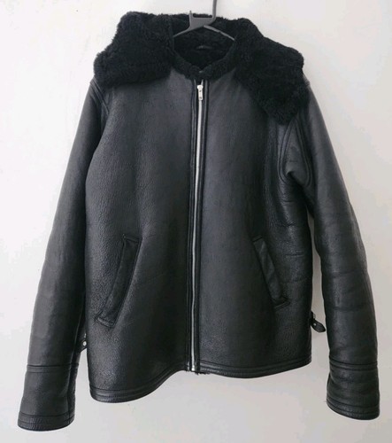 A BATHING APE 90's sheepskin shearling hooded jacket Black BAPE Vintage Leather - Picture 12 of 16