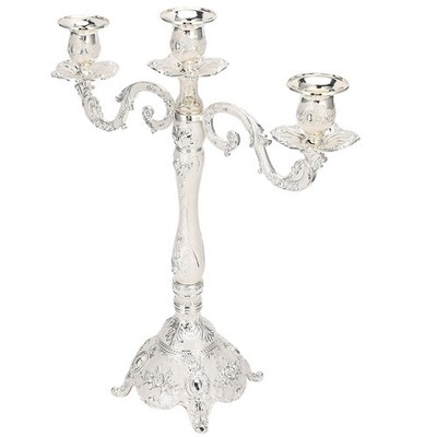 3 Candlestick Silver And White European Candle Holder Home Decoration Retro Roma
