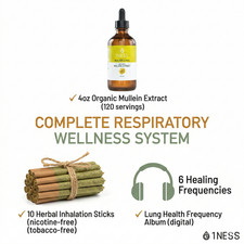Mullein Lung Support Kit - Organic Extract  Inhalation Sticks  Frequency Music