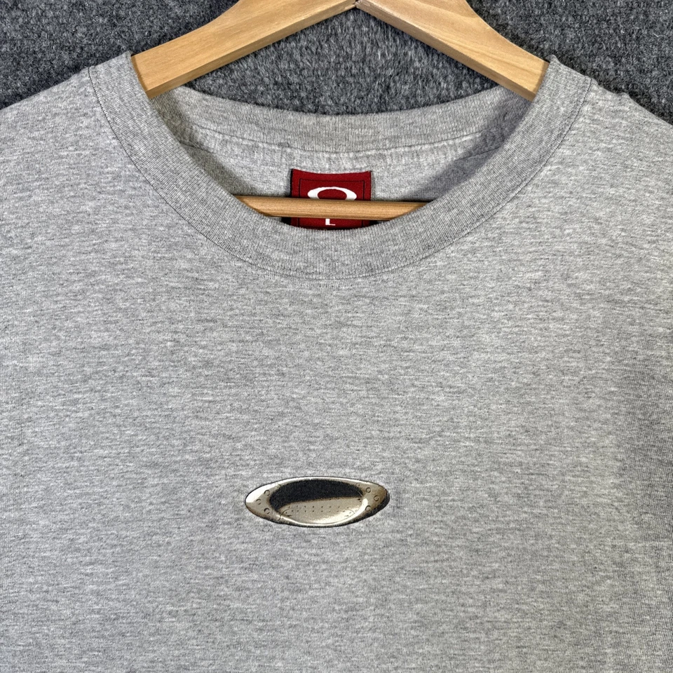 Винтажная мужская рубашка Oakley большой серый логотип центра 90-х Gorp Core программное обеспечение коньки - Изображение 2 из 4