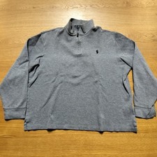 Polo Ralph Lauren Men's Large Grey 1/4 Zip Pullover Sweater Estate Rib