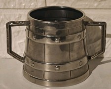 D.R.G.M. Metall Krug Doppelhenkelkrug Humpen Silber Auflage Antik Sammler RAR