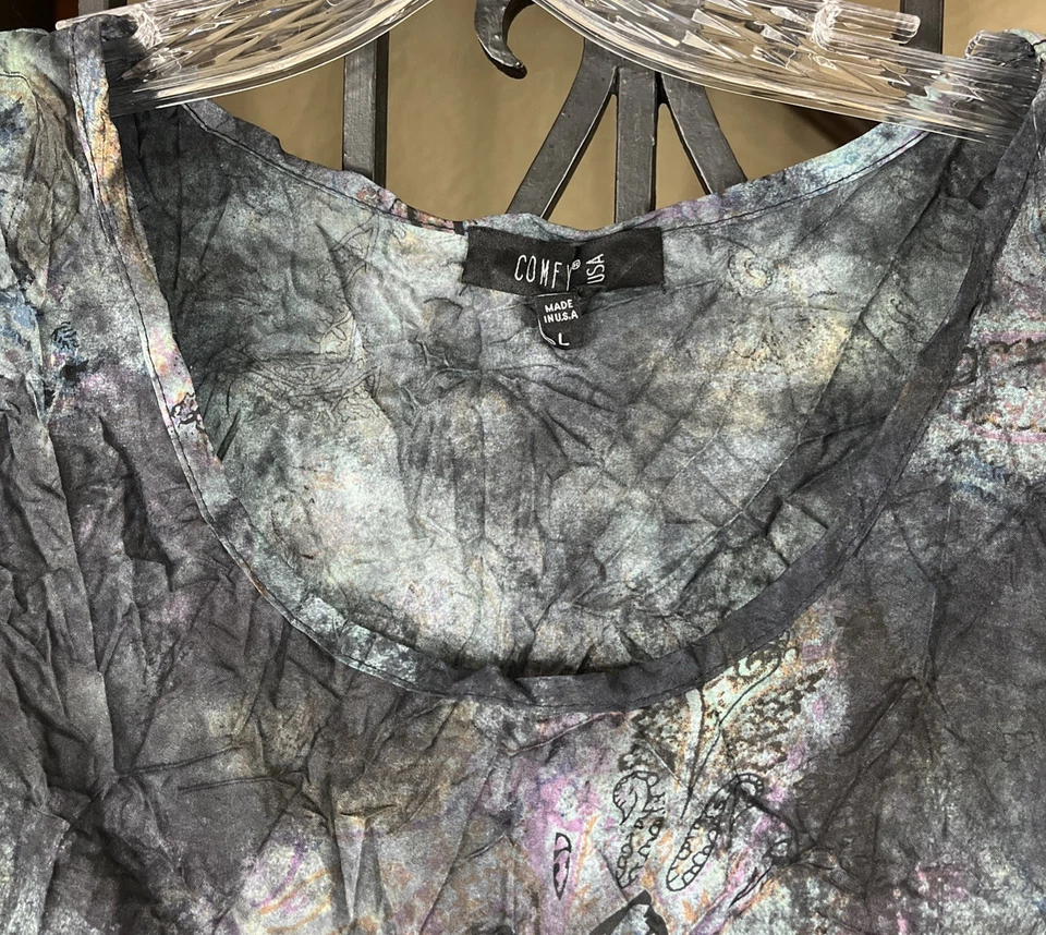 Comfy USA Crinkle Langenlook Layering Boho MIDI Dress Women’s L - Image 2 of 4