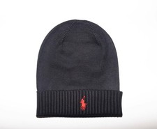 Ralph Lauren Black Red Pony Beanie Unisex One Size - Kids Size 5-14 Genuine Tags