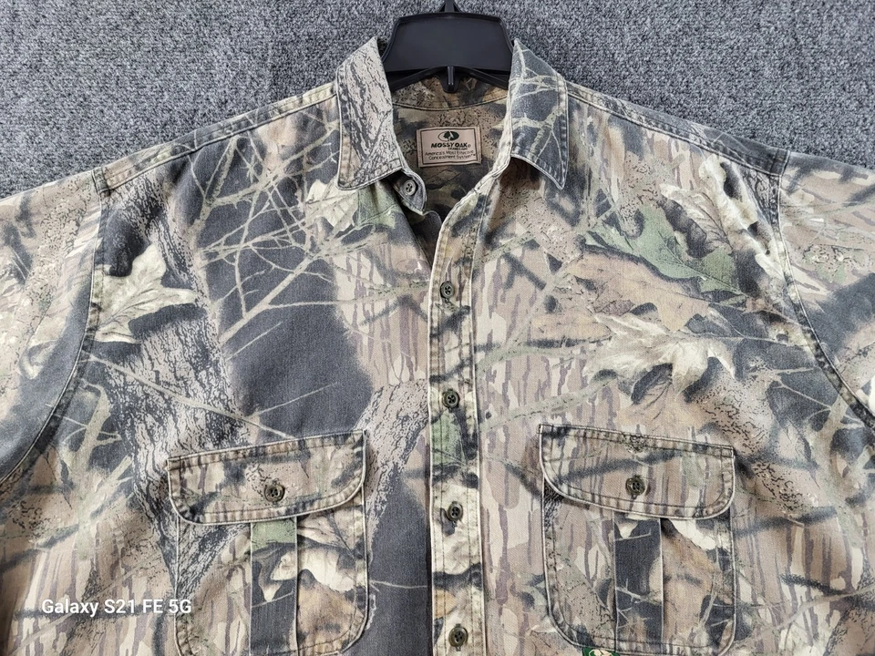Mossy Oak Brand Camo Hunting Shirt Mens 3XL Break Up Pattern Flap Pockets Button - Image 2 of 4
