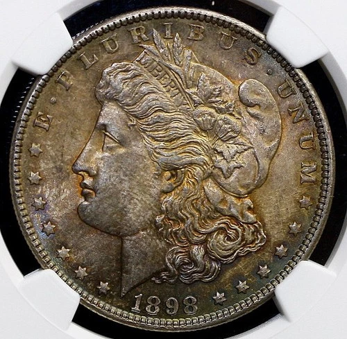 1898 $1 Morgan Silver Dollar NGC MS63  Nice Toned