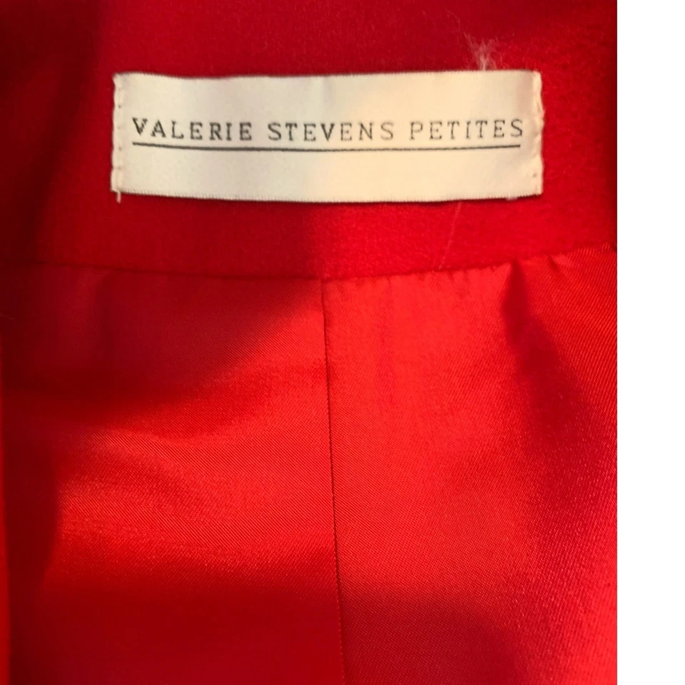 Valerie Stevens Vintage Rojo Lana Falda Doble Pecho Blazer Traje Conjunto Talla 4 Foto 3 de 4