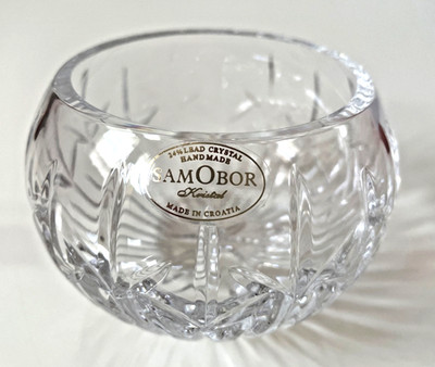 Clear Crystal Bowl Small Round Handmade Decor SamOBor Croatia