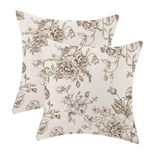 Spring Brown Floral Pillow Covers 18x18 Inch Set of 2, 18" x 18" Pack of 2 C5