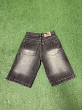 Vintage Y2K Southpole Denim Shorts Boys Size 12 25x11 Skater Red Tab Black